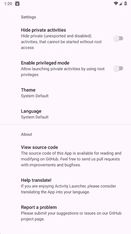Activity Launcher — στιγμιότυπο οθόνης 8